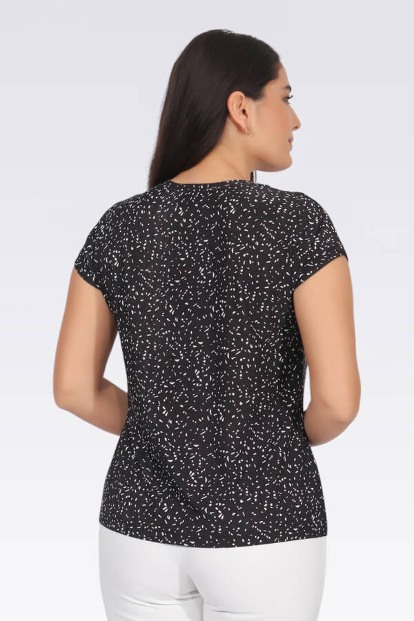 10956 V YAKA DESENLİ ÖRME BLUZ - 5