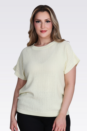 11035 BİSİKLET YAKA DÜŞÜK KOL RAHAT KESİM TRİKO - Thumbnail