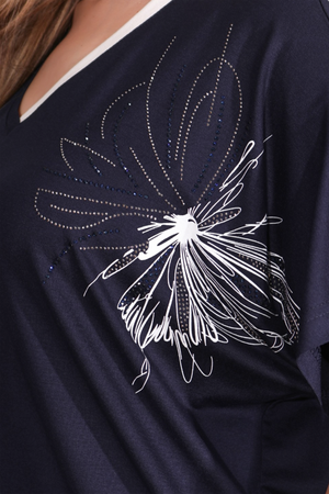 11058 V YAKA TAŞ BASKLI ŞIK ÖRME BLUZ - Thumbnail