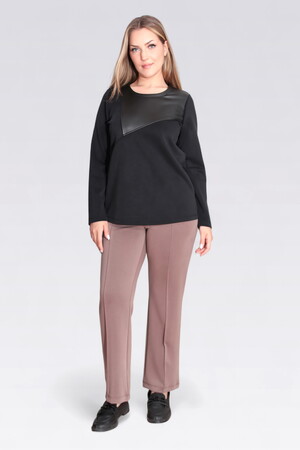 11088 SUNİ DERİ DETAYLI SWEATSHİRT - 2