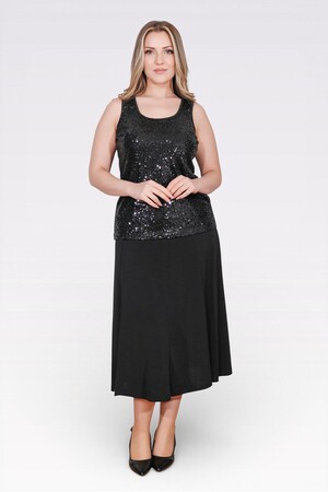 20005 BELİ LASTİKLİ MAXİ BOY ÖRME ETEK - Thumbnail