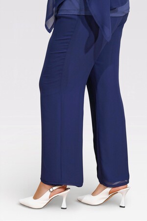 30094 BELİ LASTİKLİ BORU PAÇA ASTARLI ŞİFON PANTOLON - Thumbnail