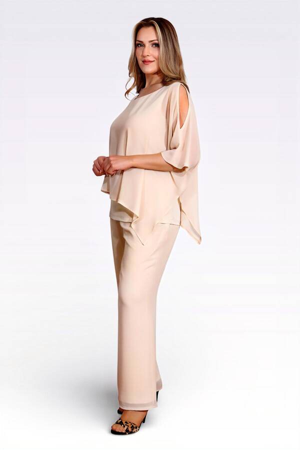 TOLGA SARAÇOĞLU - 30094 BELİ LASTİKLİ BORU PAÇA ASTARLI ŞİFON PANTOLON