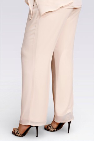 30094 BELİ LASTİKLİ BORU PAÇA ASTARLI ŞİFON PANTOLON - Thumbnail