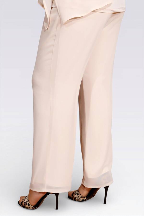 30094 BELİ LASTİKLİ BORU PAÇA ASTARLI ŞİFON PANTOLON