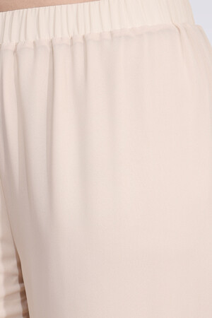 30094 BELİ LASTİKLİ BORU PAÇA ASTARLI ŞİFON PANTOLON - Thumbnail