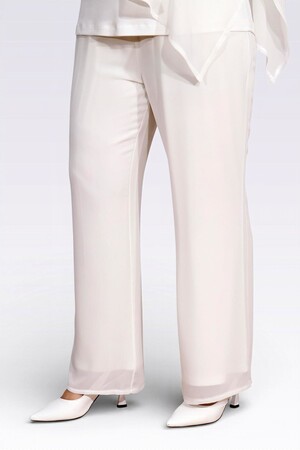30094 BELİ LASTİKLİ BORU PAÇA ASTARLI ŞİFON PANTOLON - Thumbnail