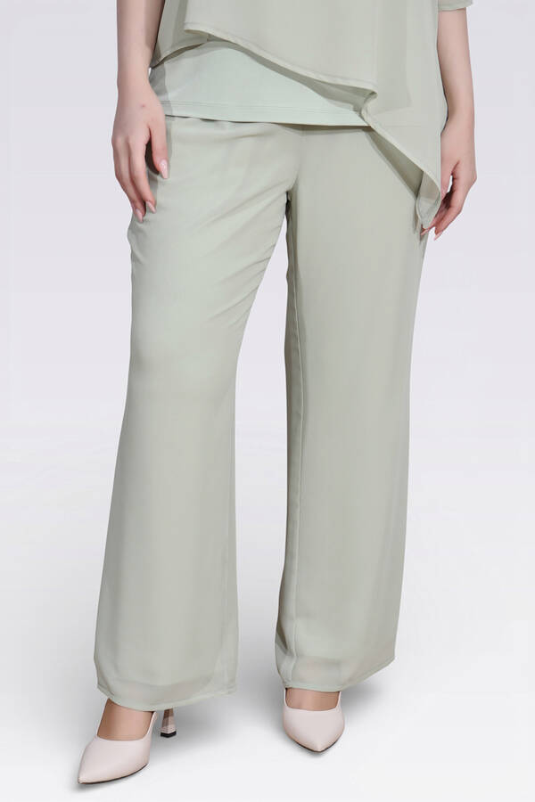 30094 BELİ LASTİKLİ BORU PAÇA ASTARLI ŞİFON PANTOLON