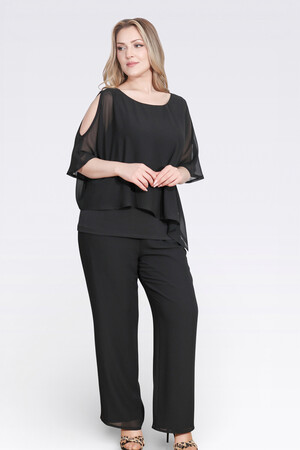 TOLGA SARAÇOĞLU - 30094 BELİ LASTİKLİ BORU PAÇA ASTARLI ŞİFON PANTOLON