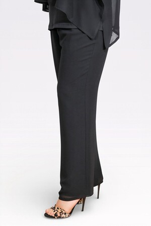 30094 BELİ LASTİKLİ BORU PAÇA ASTARLI ŞİFON PANTOLON - Thumbnail