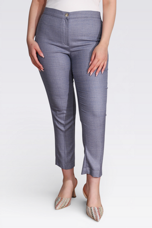 30101 MELANJ DOKULU YUMUŞAK KUMAŞ BİLEK BOY PANTOLON - Thumbnail