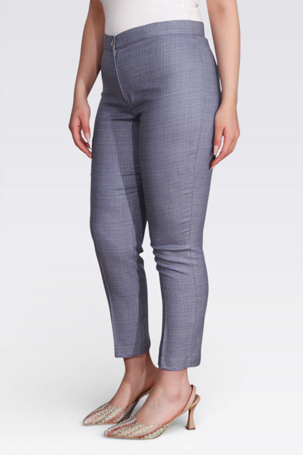 30101 MELANJ DOKULU YUMUŞAK KUMAŞ BİLEK BOY PANTOLON