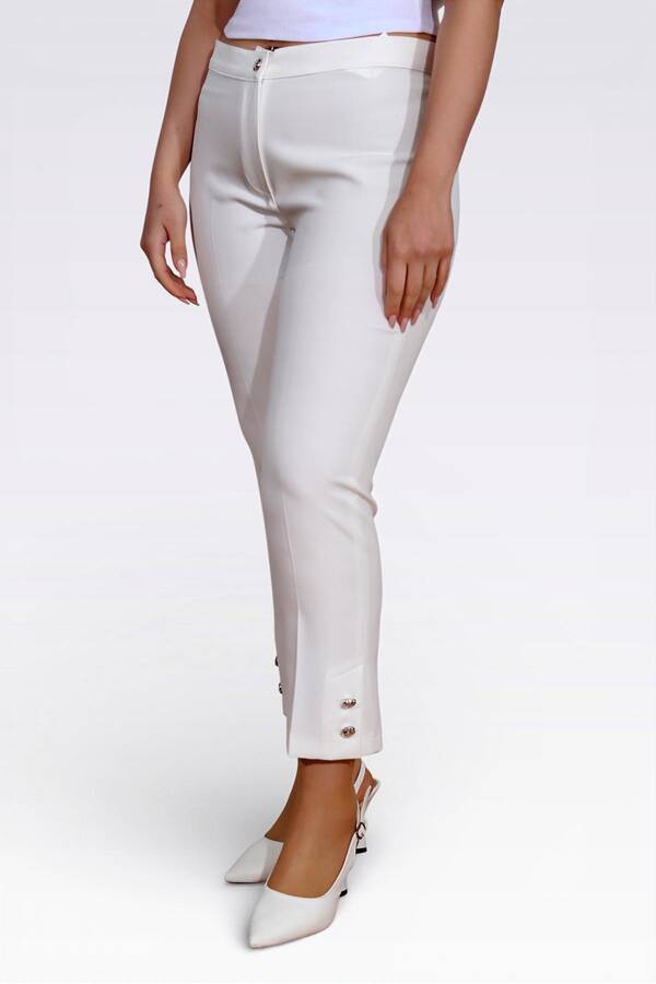 30106 ŞIK DÜĞME DETAYLI BİLEK BOY PANTOLON