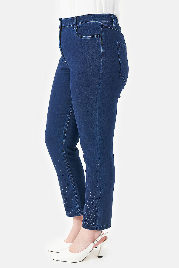 30114 TAŞ DETAYLI BİLEK BOY KOT PANTOLON - 4