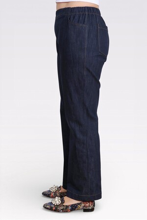 30148 BELİ LASTİKLİ RAHAT KESİM BORU PAÇA DENİM PANTOLON - Thumbnail