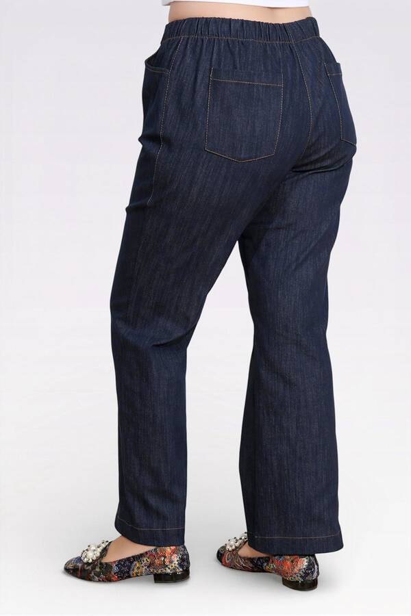 30148 BELİ LASTİKLİ RAHAT KESİM BORU PAÇA DENİM PANTOLON