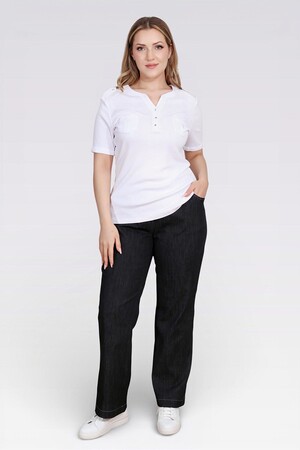  - 30148 BELİ LASTİKLİ RAHAT KESİM BORU PAÇA DENİM PANTOLON