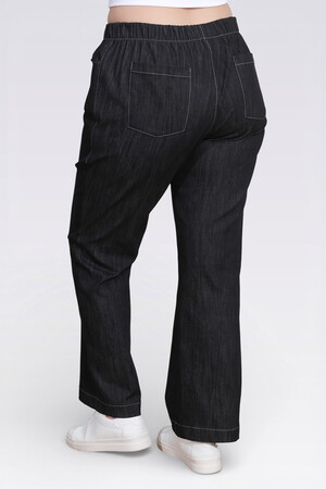 30148 BELİ LASTİKLİ RAHAT KESİM BORU PAÇA DENİM PANTOLON - Thumbnail