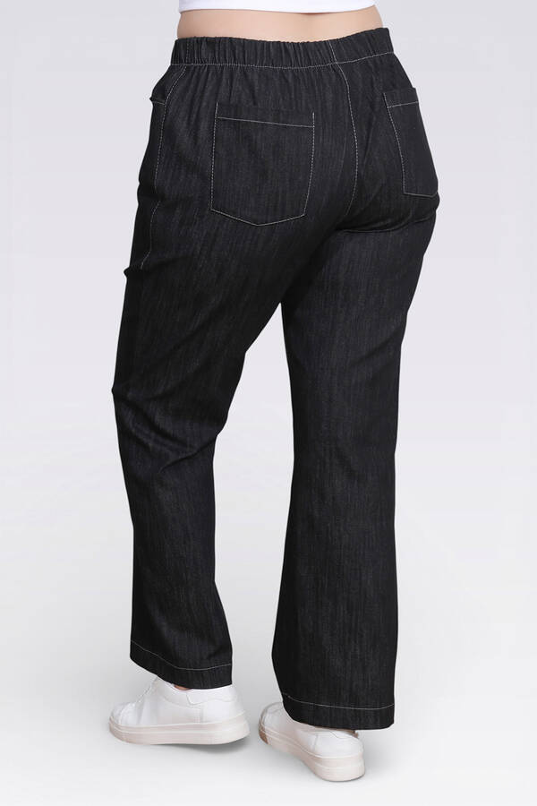 30148 BELİ LASTİKLİ RAHAT KESİM BORU PAÇA DENİM PANTOLON