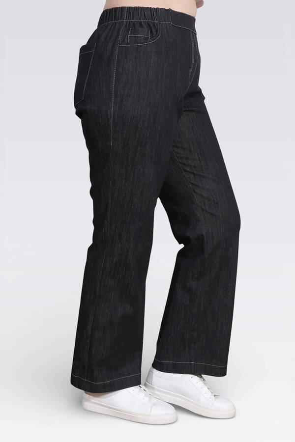 30148 BELİ LASTİKLİ RAHAT KESİM BORU PAÇA DENİM PANTOLON