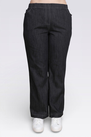 30148 BELİ LASTİKLİ RAHAT KESİM BORU PAÇA DENİM PANTOLON - Thumbnail