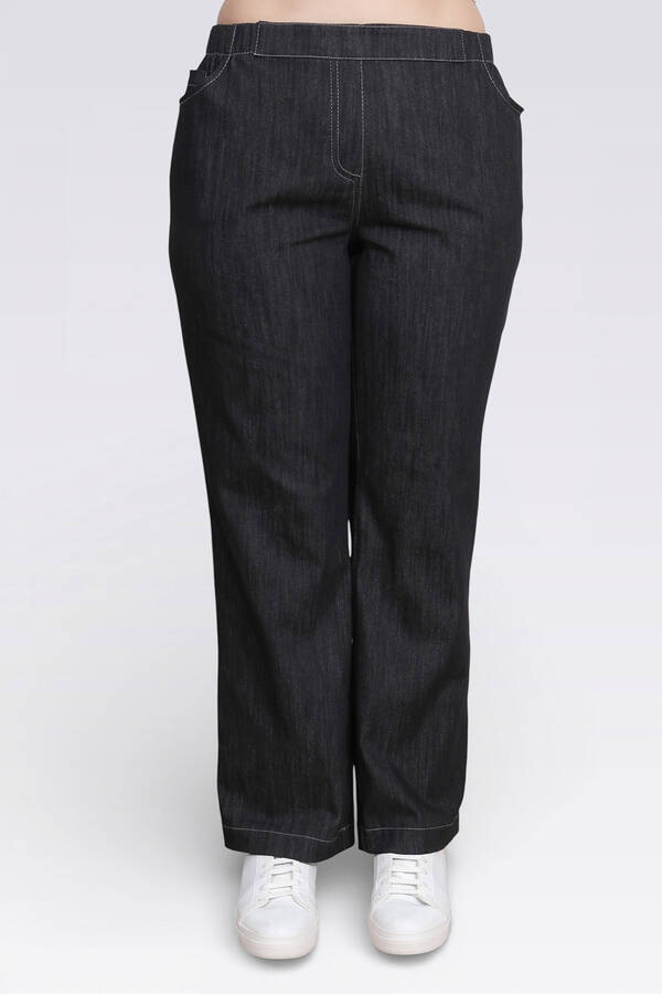 30148 BELİ LASTİKLİ RAHAT KESİM BORU PAÇA DENİM PANTOLON