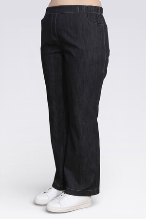 30148 BELİ LASTİKLİ RAHAT KESİM BORU PAÇA DENİM PANTOLON - Thumbnail