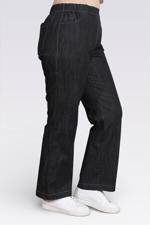 30148 BELİ LASTİKLİ RAHAT KESİM BORU PAÇA DENİM PANTOLON - Thumbnail