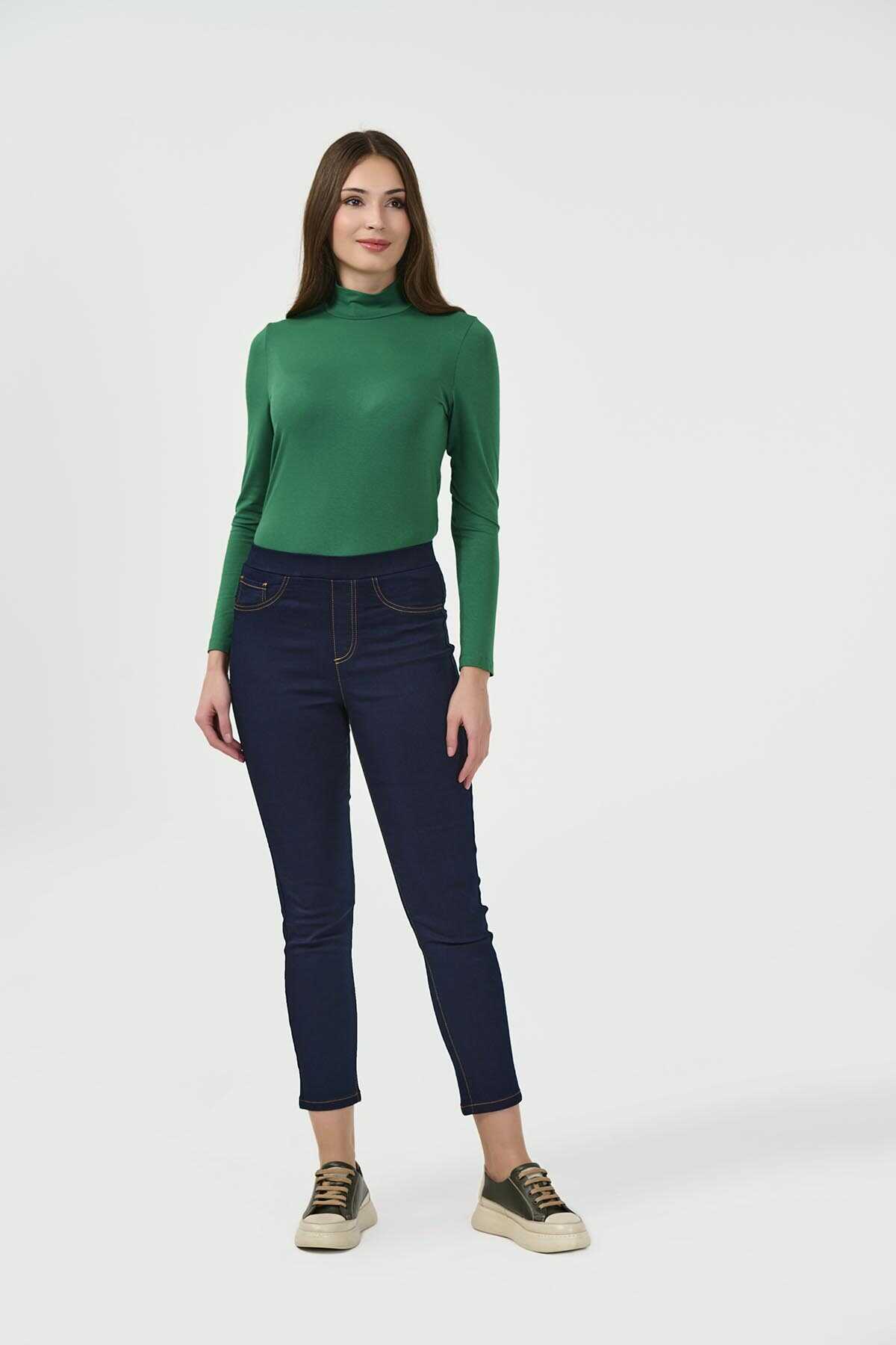 30156 Beli Lastikli Dar Paça Kot Pantolon