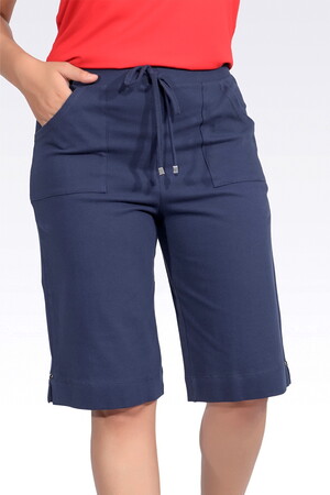 30249 BELİ LASTİKLİ RAHAT KESİM PİKE KUMAŞ BERMUDA - Thumbnail