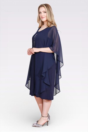 40177 AKSESUAR DETAYLI RAHAT KESİM ABİYE ELBİSE - Thumbnail