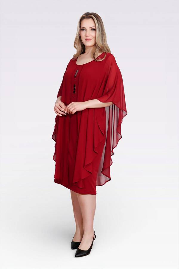 40177 AKSESUAR DETAYLI RAHAT KESİM ABİYE ELBİSE