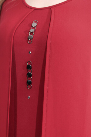 40177 AKSESUAR DETAYLI RAHAT KESİM ABİYE ELBİSE - Thumbnail