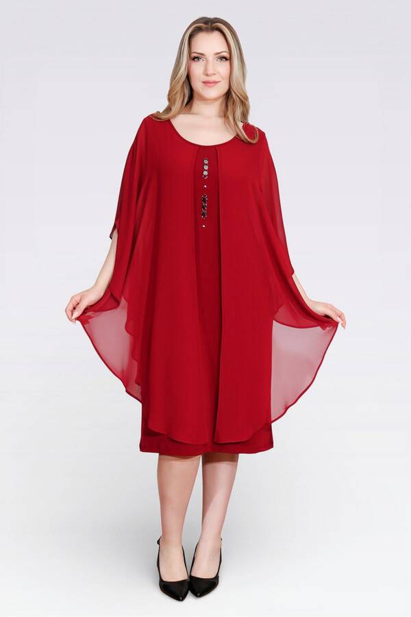 TOLGA SARAÇOĞLU - 40177 AKSESUAR DETAYLI RAHAT KESİM ABİYE ELBİSE