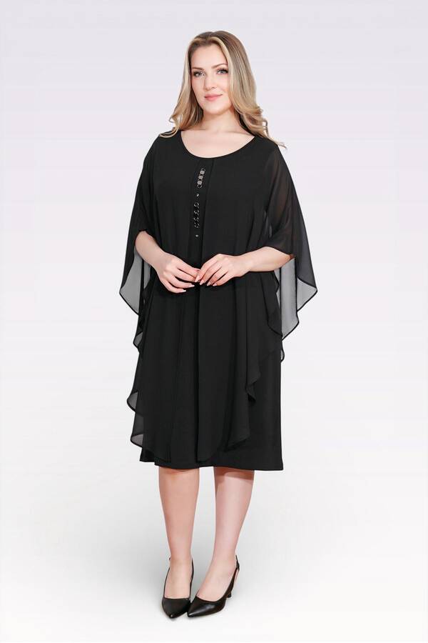 40177 AKSESUAR DETAYLI RAHAT KESİM ABİYE ELBİSE