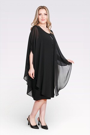 40177 AKSESUAR DETAYLI RAHAT KESİM ABİYE ELBİSE - Thumbnail