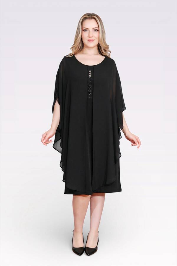 TOLGA SARAÇOĞLU - 40177 AKSESUAR DETAYLI RAHAT KESİM ABİYE ELBİSE