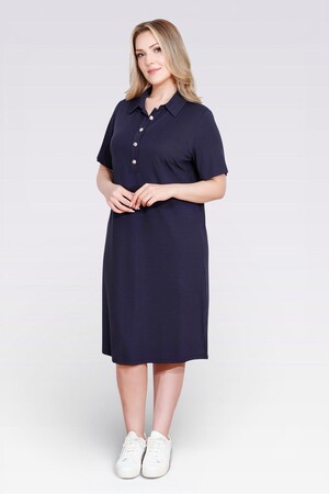 TOLGA SARAÇOĞLU - 40181 GOLD DÜĞME DETAYLI KISA KOL ÖRME ELBİSE