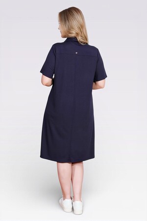 40181 GOLD DÜĞME DETAYLI KISA KOL ÖRME ELBİSE - Thumbnail