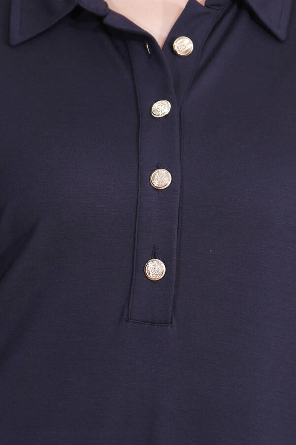 40181 GOLD DÜĞME DETAYLI KISA KOL ÖRME ELBİSE