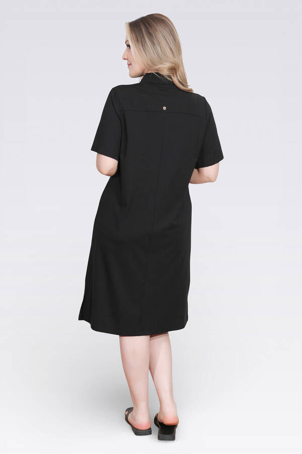 40181 GOLD DÜĞME DETAYLI KISA KOL ÖRME ELBİSE