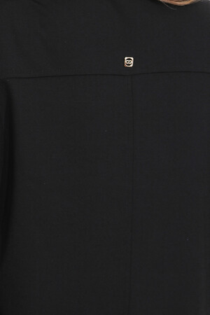 40181 GOLD DÜĞME DETAYLI KISA KOL ÖRME ELBİSE - Thumbnail