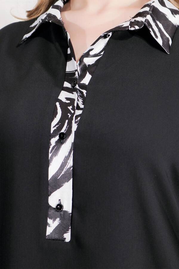 40184 DESENLİ SATEN KOMBİNLİ RAHAT KESİM ŞIK ELBİSE