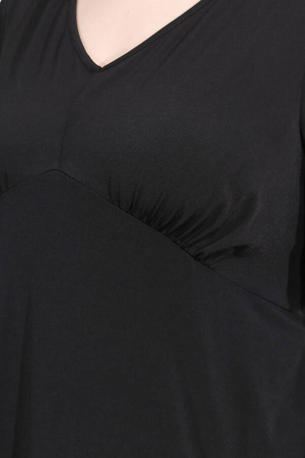 40194 BÜZGÜ DETAYLI VOLAN KOL ŞIK UZUN ELBİSE