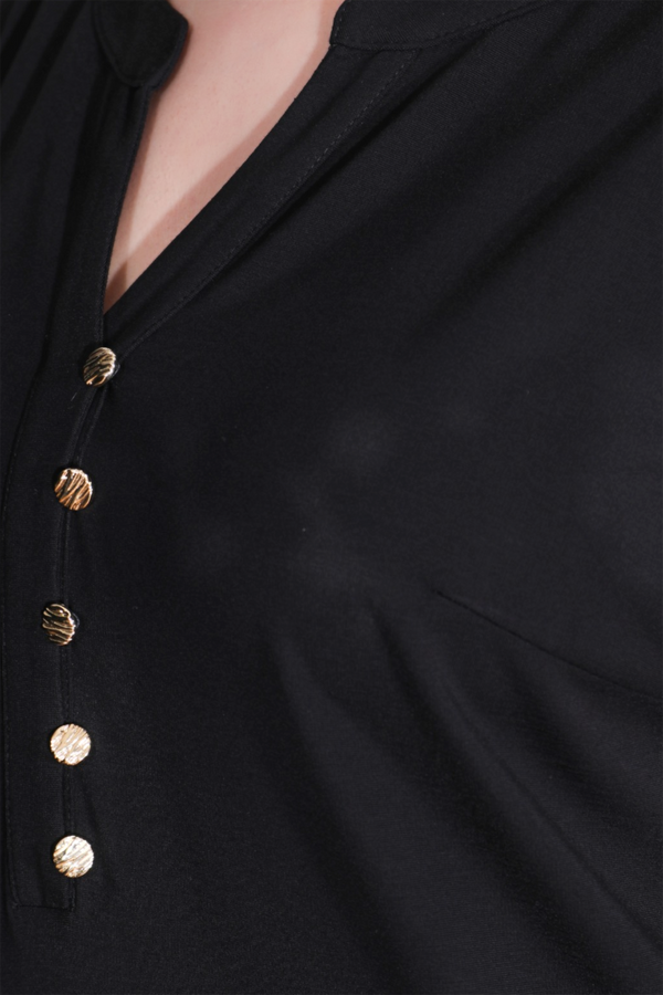 40198 DÜĞME DETAYLI DÜŞÜK KOL RAHAT KESİM ÖRME ELBİSE