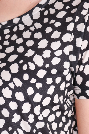 40235 DÜŞÜK KOL RAHAT KESİM DESENLİ ÖRME ELBİSE - Thumbnail