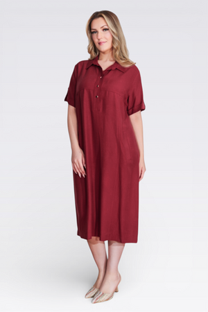 40279 LİYOSEL KUMAŞ RAHAT KESİM ASTARSIZ ELBİSE - Thumbnail