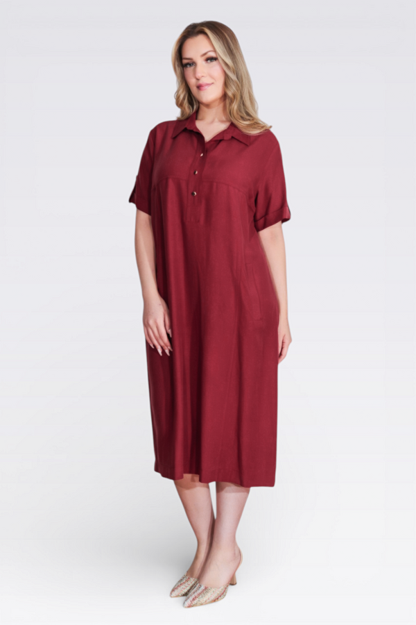 40279 LİYOSEL KUMAŞ RAHAT KESİM ASTARSIZ ELBİSE