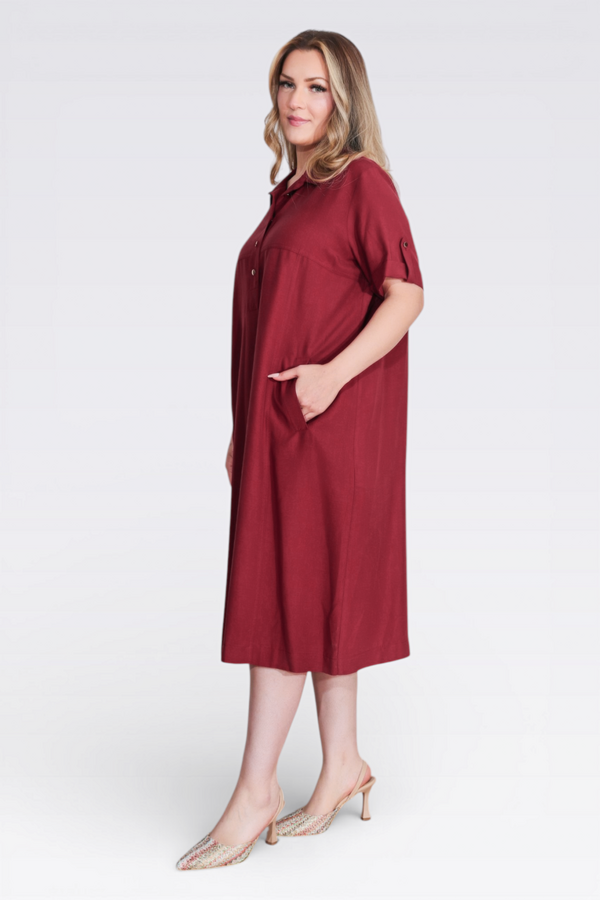 40279 LİYOSEL KUMAŞ RAHAT KESİM ASTARSIZ ELBİSE