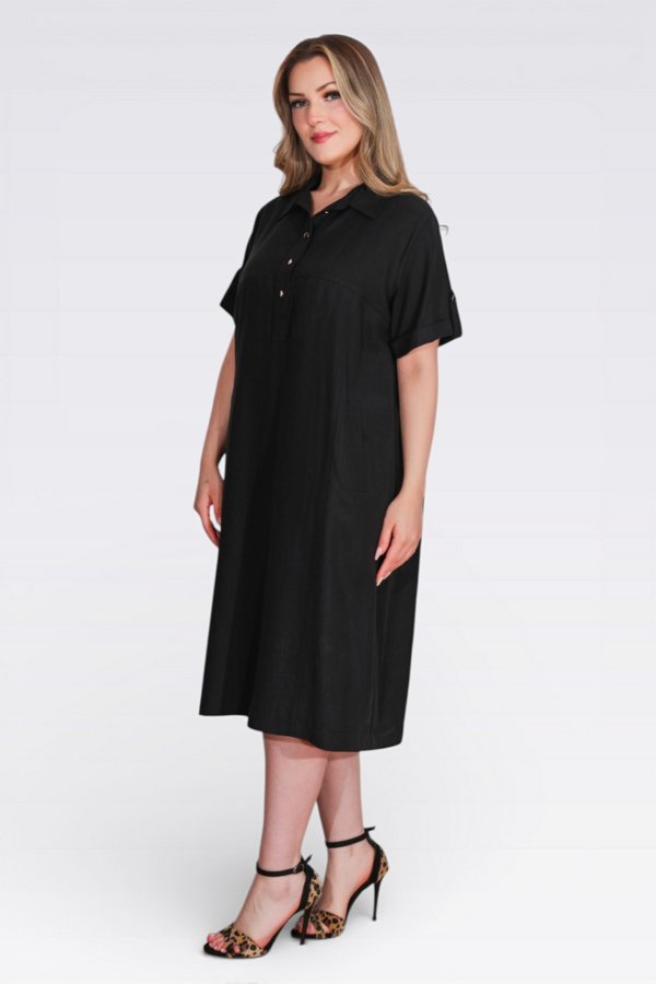 40279 LİYOSEL KUMAŞ RAHAT KESİM ASTARSIZ ELBİSE